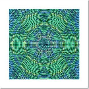 Weave Mandala Blue and Green Posters and Art
